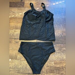 NWOT Size Large Black Two-Piece Swimsuit